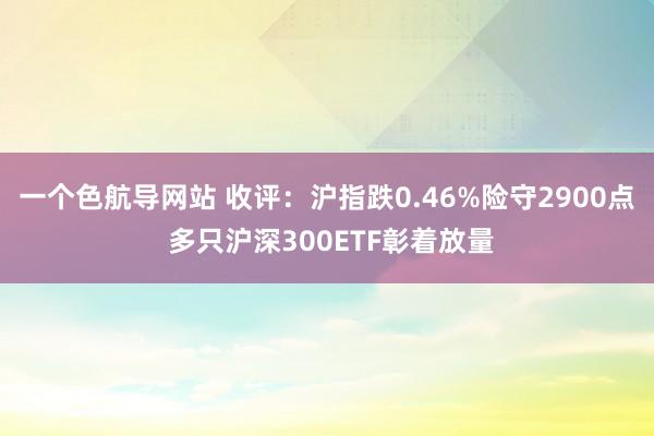 一个色航导网站 收评：沪指跌0.46%险守2900点 多只沪深300ETF彰着放量