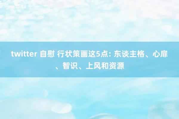 twitter 自慰 行状策画这5点: 东谈主格、心扉、智识、上风和资源