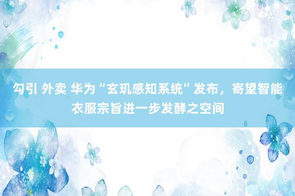 勾引 外卖 华为“玄玑感知系统”发布，寄望智能衣服宗旨进一步发酵之空间