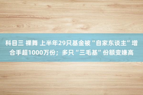 科目三 裸舞 上半年29只基金被“自家东谈主”增合手超1000万份；多只“三毛基”份额变嫌高